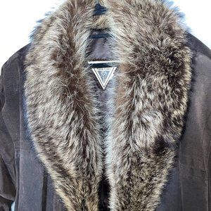 Vintage J. Percy For Marvin Richards Women's Suede Leather Jacket Fur Collar